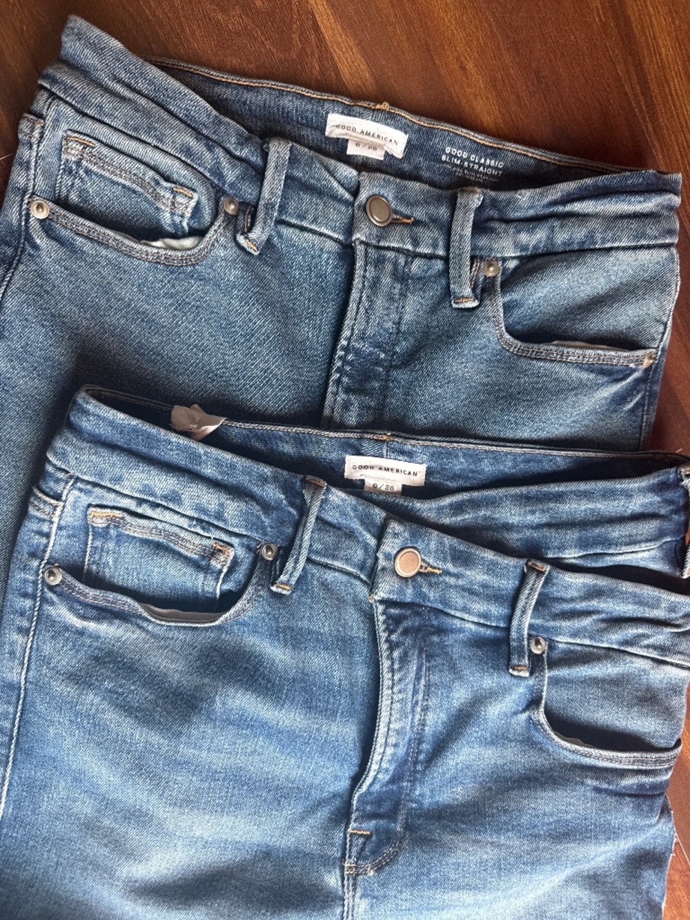 BUNDLE of 2 GOOD AMERICAN Medium Washed Slim Straight Jeans Size 6/28